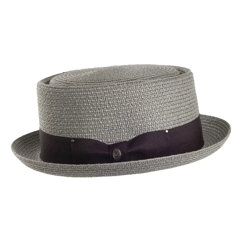Chapeau Pork Pie en Paille Toyo Tressée gris JAXON & JAMES