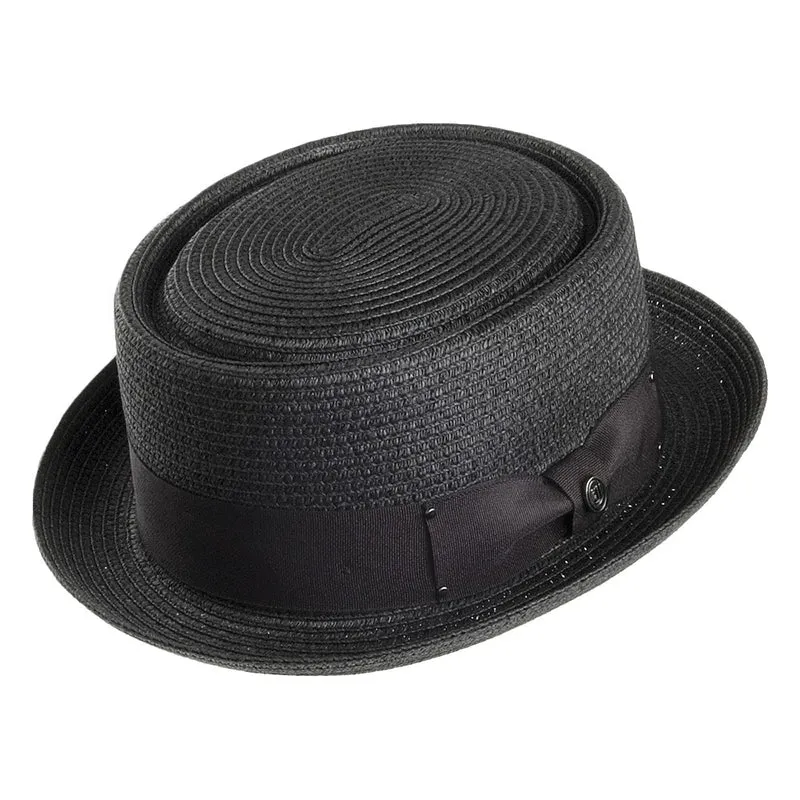 Chapeau Pork Pie en Paille Toyo Tressée noir JAXON & JAMES