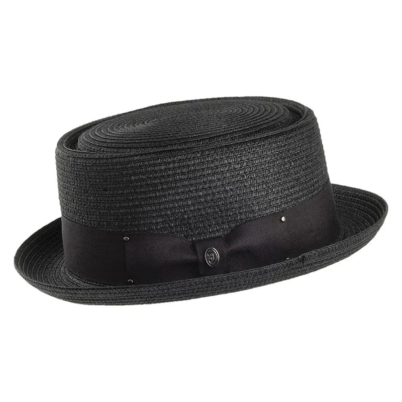 Chapeau Pork Pie en Paille Toyo Tressée noir JAXON & JAMES
