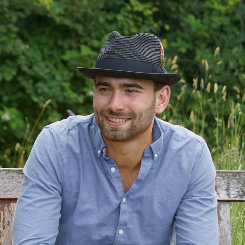 Chapeau Trilby en Paille Pinch Crown noir JAXON & JAMES