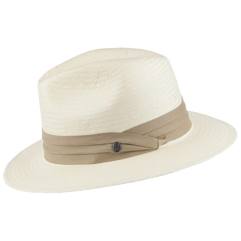 Chapeau Fedora Safari en Paille Toyo avec Bandeau khaki JAXON & JAMES