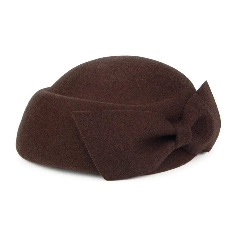 Chapeau Calot en Laine avec Nœud Avery chocolat WHITELEY
