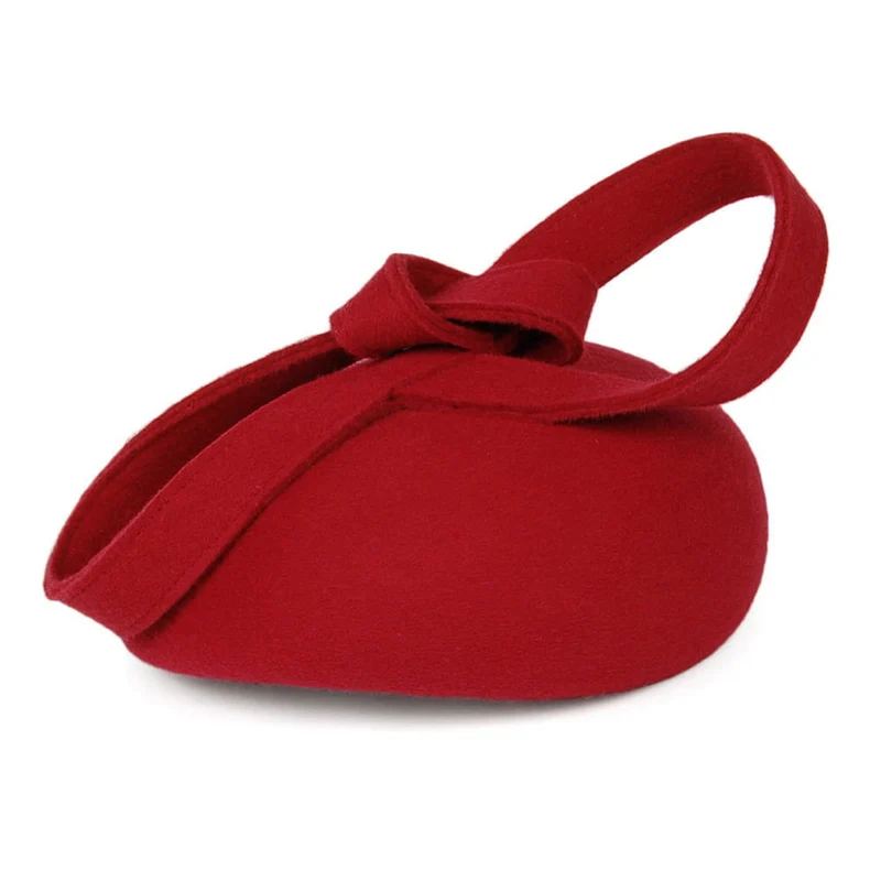 Chapeau Calot avec Boucles Carlita en Laine rouge WHITELEY