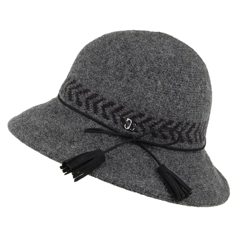 Chapeau Cloche en Laine Mélangée Mattie anthracite CALLANAN