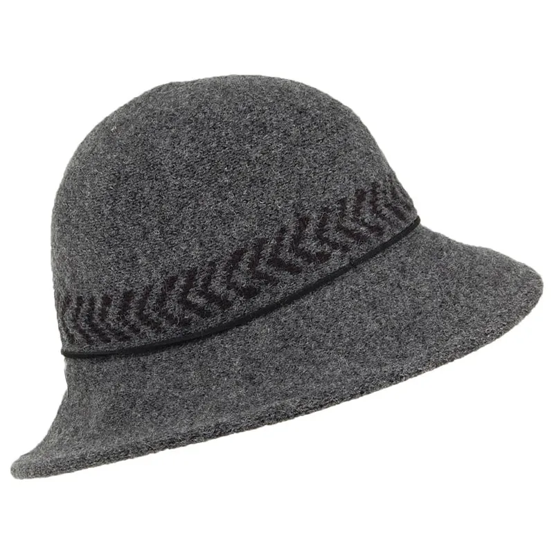 Chapeau Cloche en Laine Mélangée Mattie anthracite CALLANAN