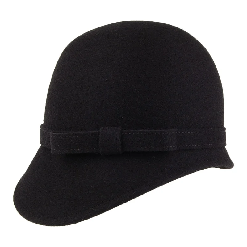 Chapeau Cloche en Laine avec Noeud Harper noir WHITELEY