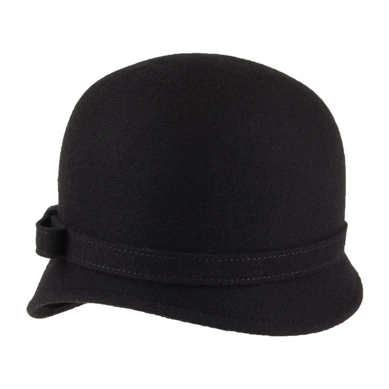 Chapeau Cloche en Laine avec Noeud Harper noir WHITELEY