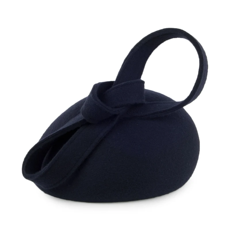Chapeau Calot avec Boucles Carlita en Laine bleu marine WHITELEY