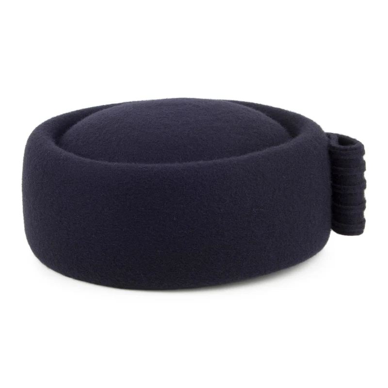 Chapeau Calot en Laine Jackie O Loop Bow bleu marine WHITELEY