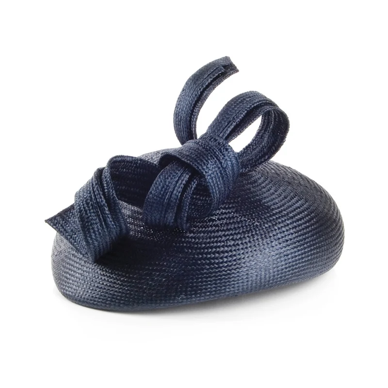 Chapeau Calot en Paille Duchesse De Cambridge bleu marine WHITELEY