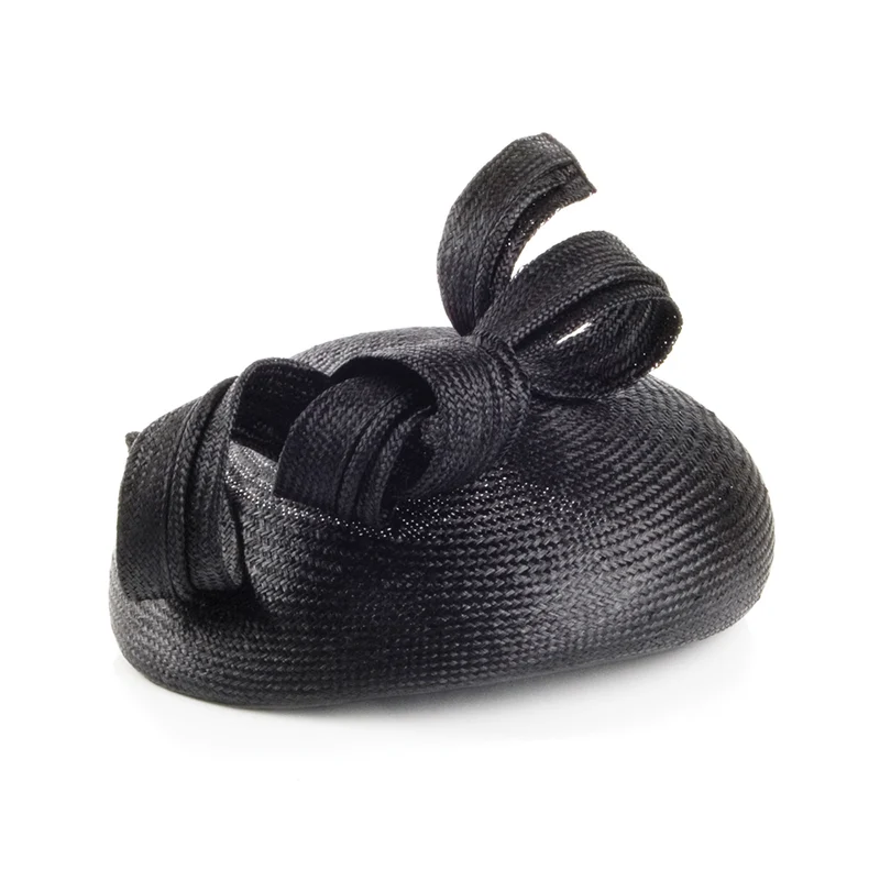 Chapeau Calot en Paille Duchesse De Cambridge noir WHITELEY