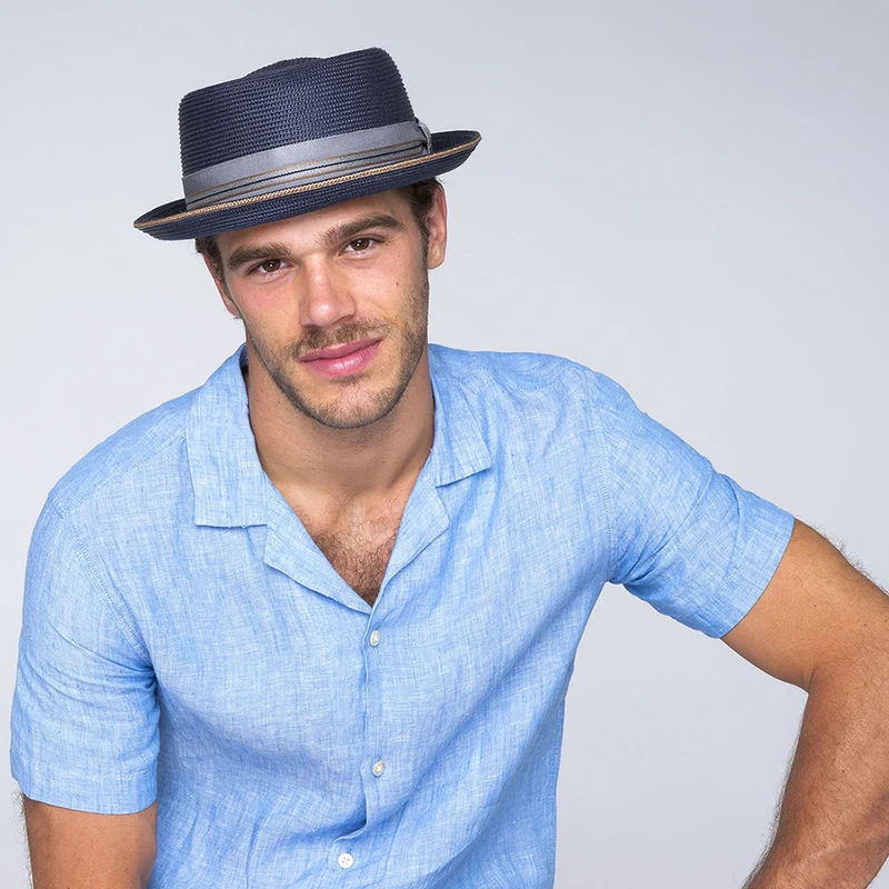 Chapeau Pork Pie Carver bleu marine BAILEY