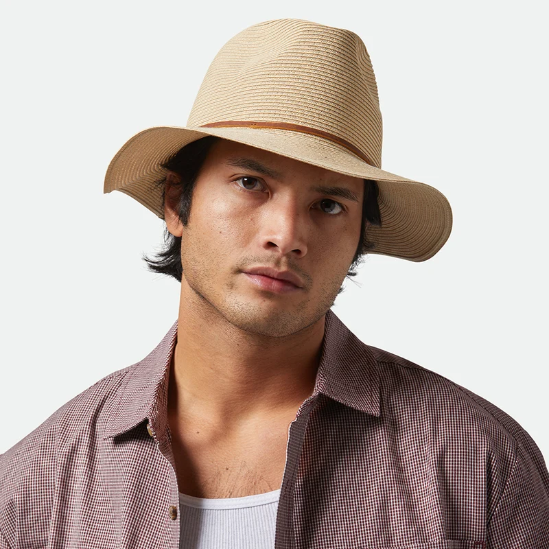 Chapeau Fedora en Paille Pliable Wesley beige sable BRIXTON