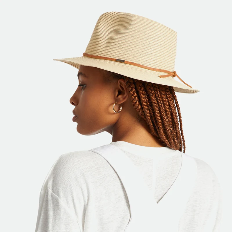 Chapeau Fedora en Paille Pliable Wesley beige sable BRIXTON