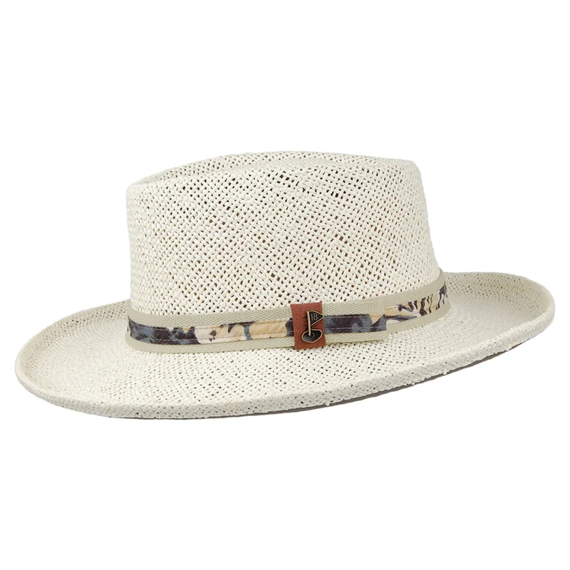 Chapeau Gambler de Golf en Paille naturel-bleu SCALA