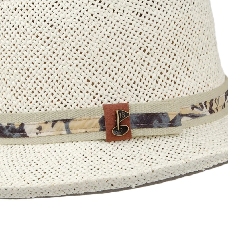 Chapeau Gambler de Golf en Paille naturel-bleu SCALA