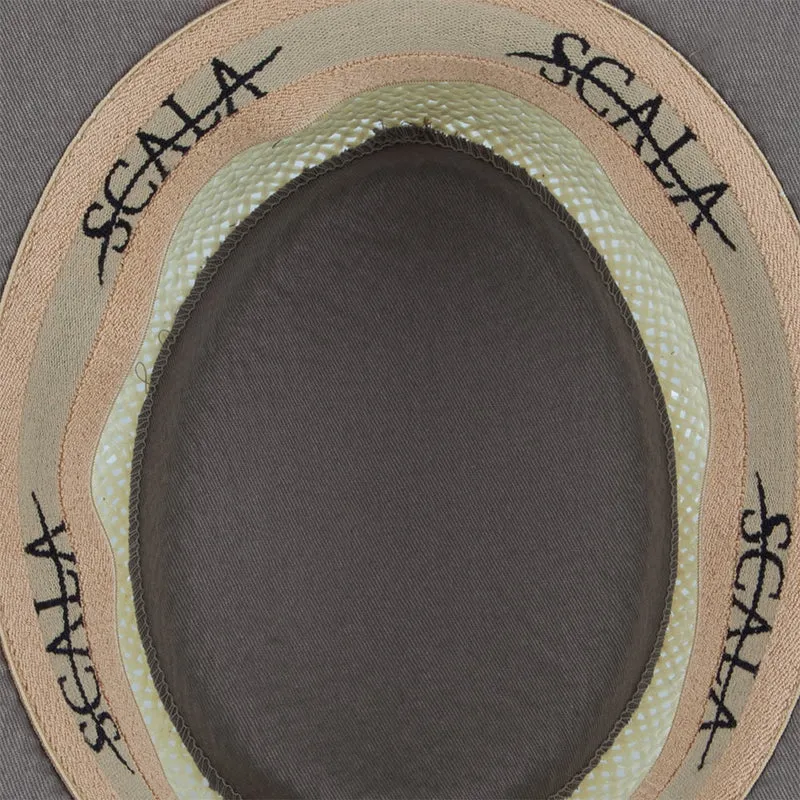 Chapeau Gambler de Golf en Paille naturel-bleu SCALA