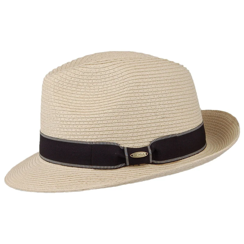 Chapeau Fedora en Paille Toyo Tressage Fin Wyatt naturel SCALA