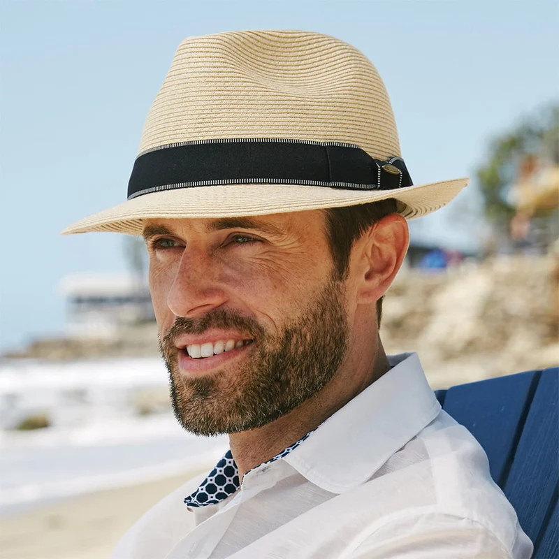 Chapeau Fedora en Paille Toyo Tressage Fin Wyatt naturel SCALA