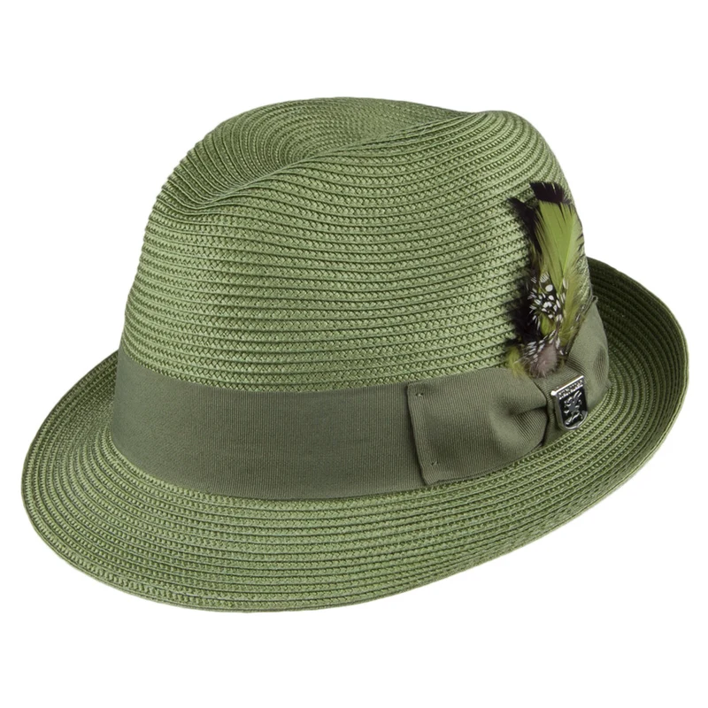 Chapeau Trilby en Paille Toyo Pinch Crown sauge STACY ADAMS