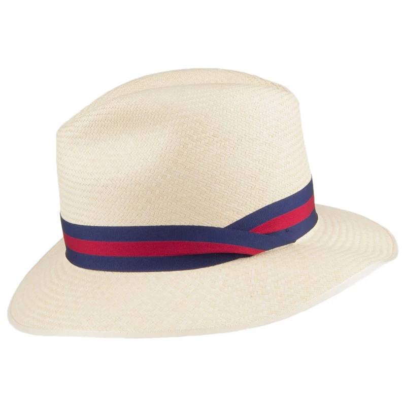 Chapeau Fedora Panama à Bord Tombant et Bandeau à Rayures naturel OLNEY