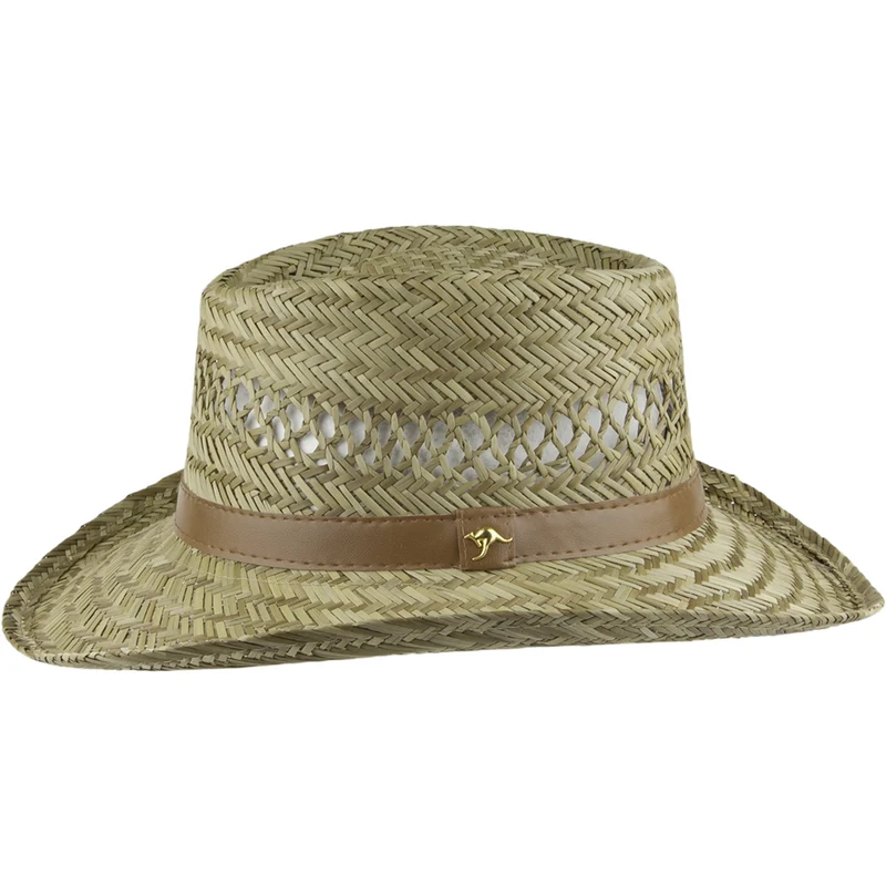 Chapeau Gambler en Paille Rush naturel DORFMAN PACIFIC