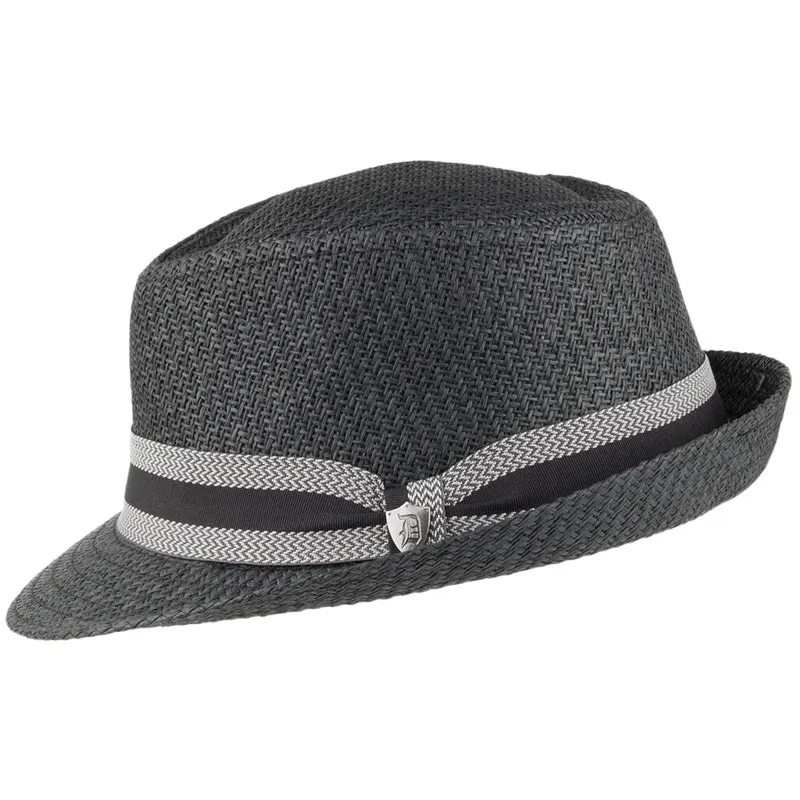 Chapeau Trilby en Paille Toyo Mate avec Bandeau à Rayures noir DORFMAN PACIFIC