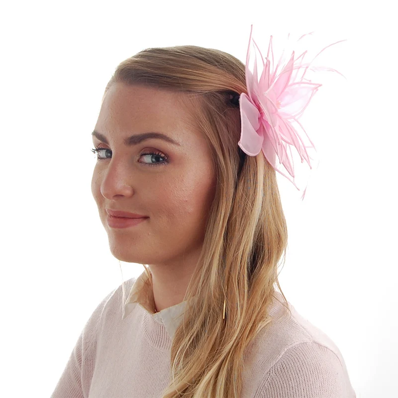 Chapeau Bibi Organza à Pince Lily rose clair FAILSWORTH