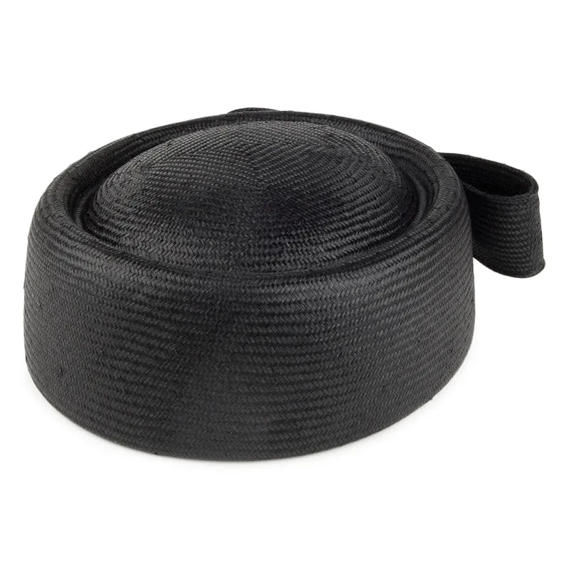 Chapeau Calot en Paille Jackie O noir WHITELEY