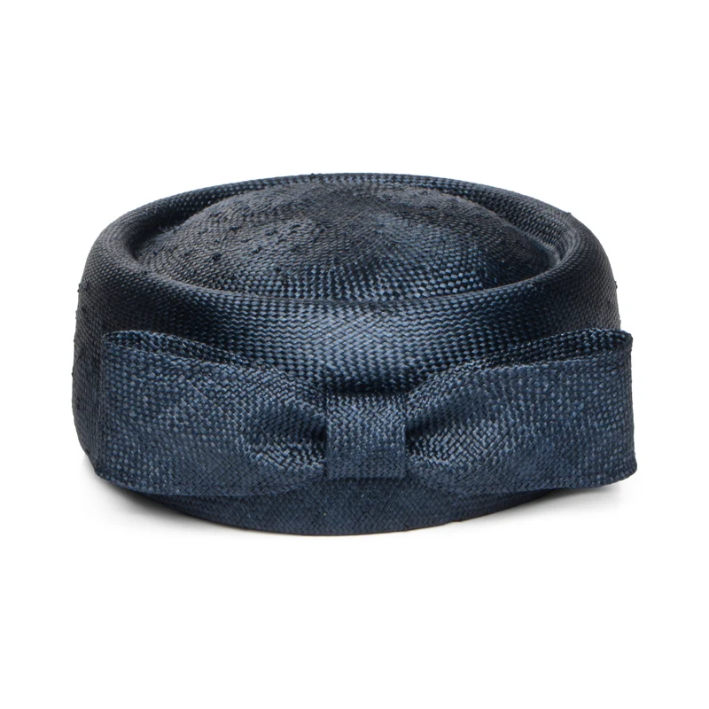Chapeau Calot en Paille Jackie O bleu marine WHITELEY