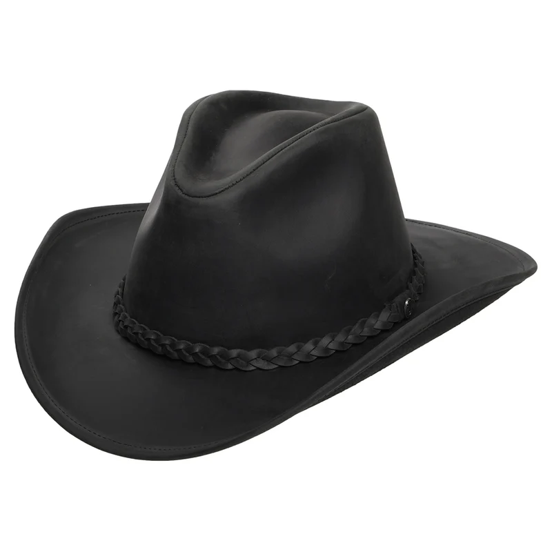 Chapeau de Cowboy en Cuir de Buffle noir JAXON & JAMES