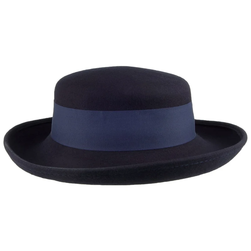 Chapeau Kettle en Laine Feutrée Blossom bleu marine SCALA