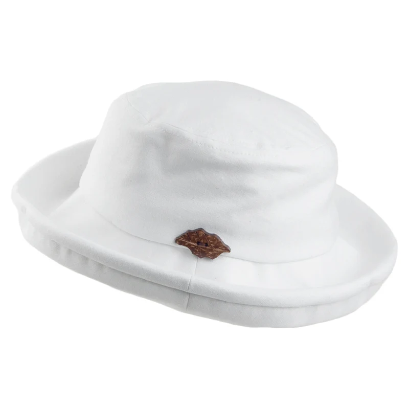 Chapeau Bob Pliable en Lin et Coton Arbres blanc SUR LA TÊTE