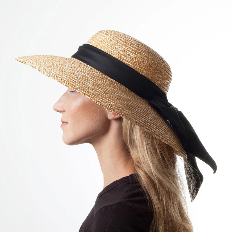 Chapeau Été Canotier en Paille Milan naturel SUR LA TÊTE