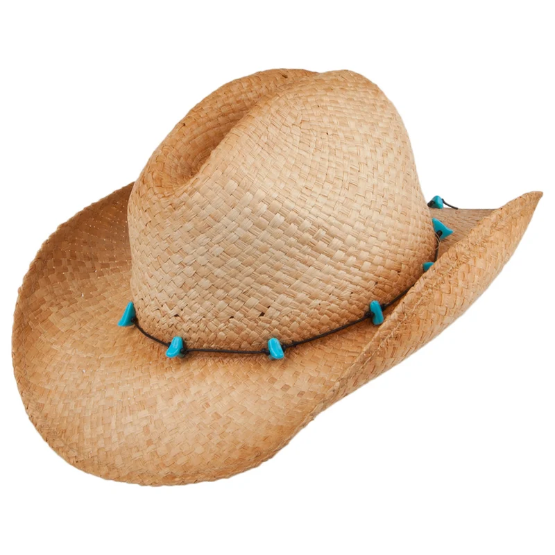 Chapeau de Cowboy en Paille Calamity Cattleman naturel SUR LA TÊTE
