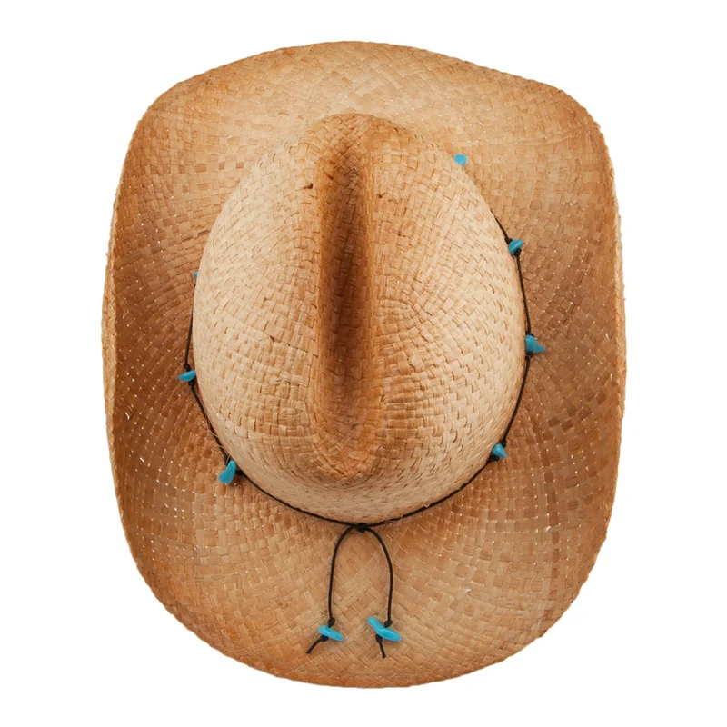 Chapeau de Cowboy en Paille Calamity Cattleman naturel SUR LA TÊTE
