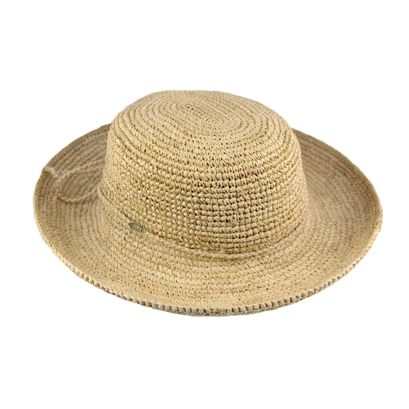 Chapeau Canotier Pliable en Raphia Torsadé Petite Taille naturel SCALA