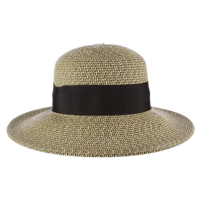 Chapeau de Paille Été avec Noeud en Gros-Grain blé-noir SCALA