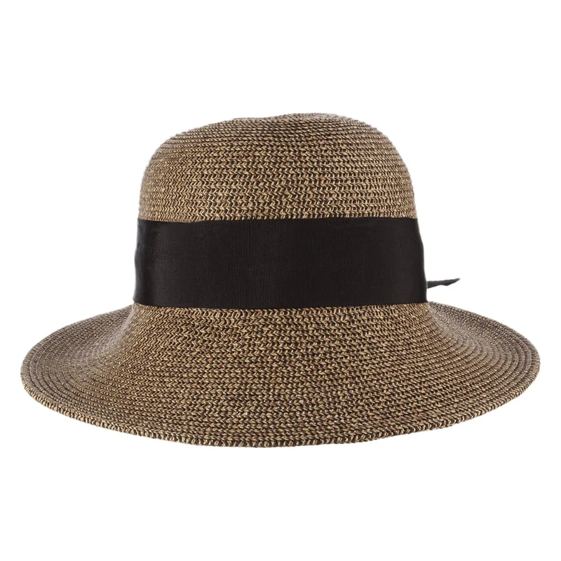 Chapeau de Paille Été avec Noeud en Gros-Grain naturel-noir SCALA
