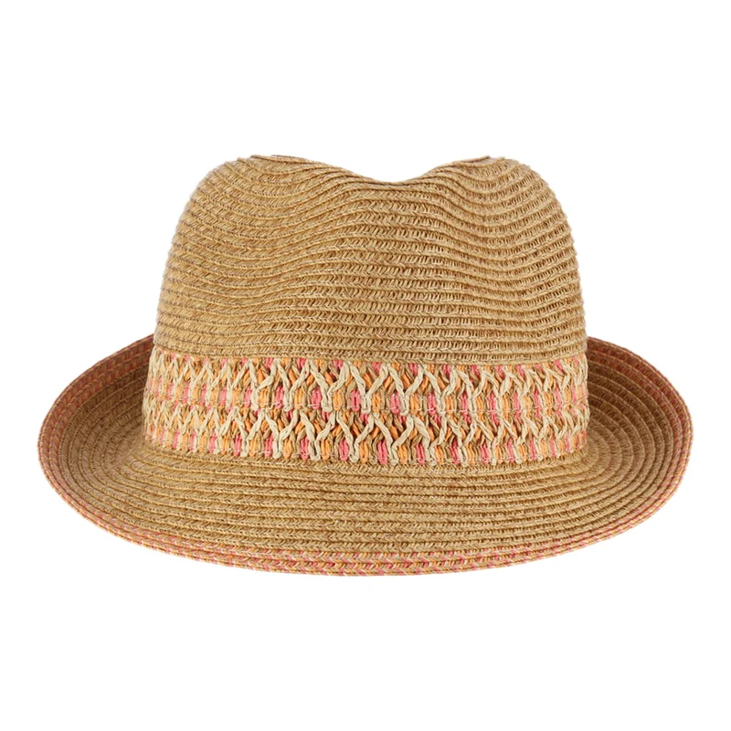 Chapeau Trilby En Papier Tressé naturel-rose SCALA
