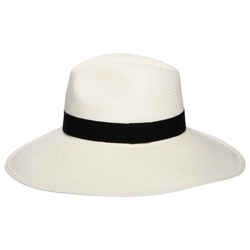 Chapeau Panama à Bord Large avec Bandeau noir Jessica décoloré CHRISTYS