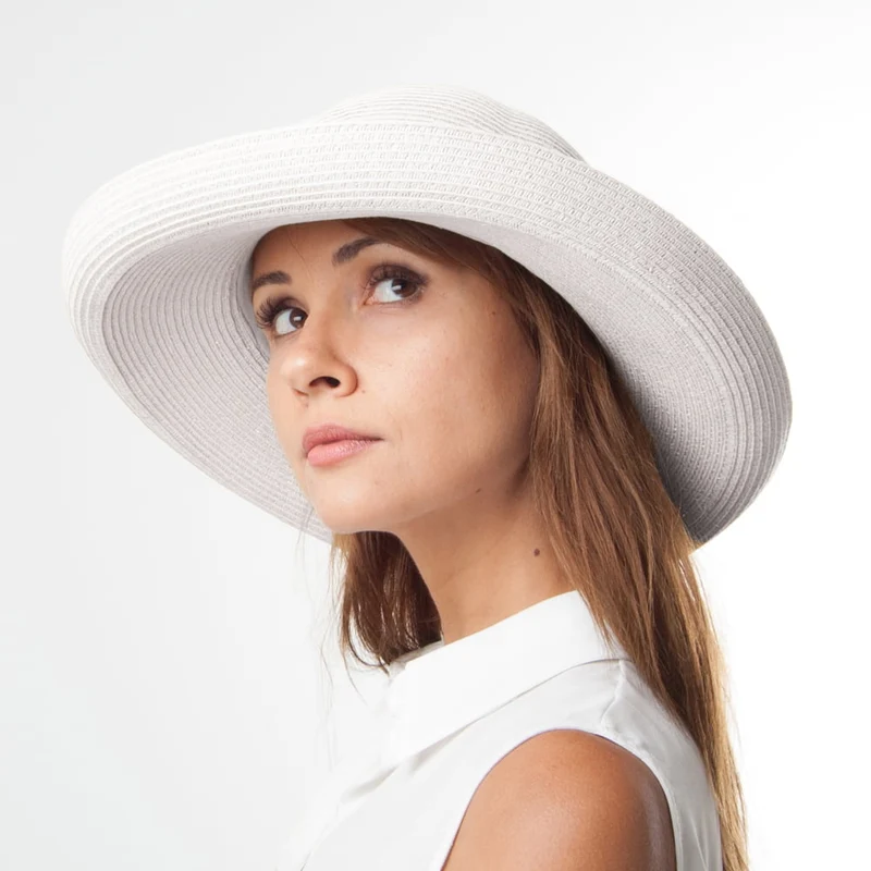 Chapeau Été Pliable Traveller blanc SUR LA TÊTE