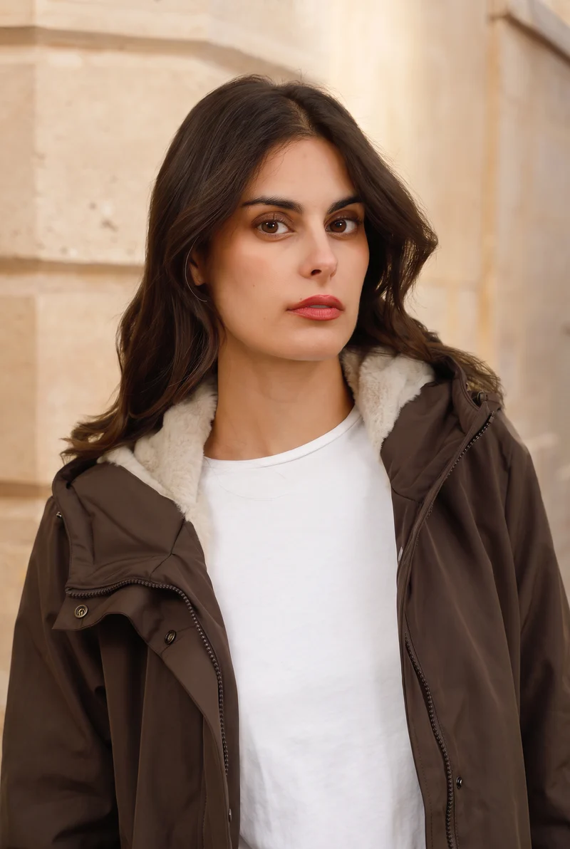 Parka imperméable fourrée longue