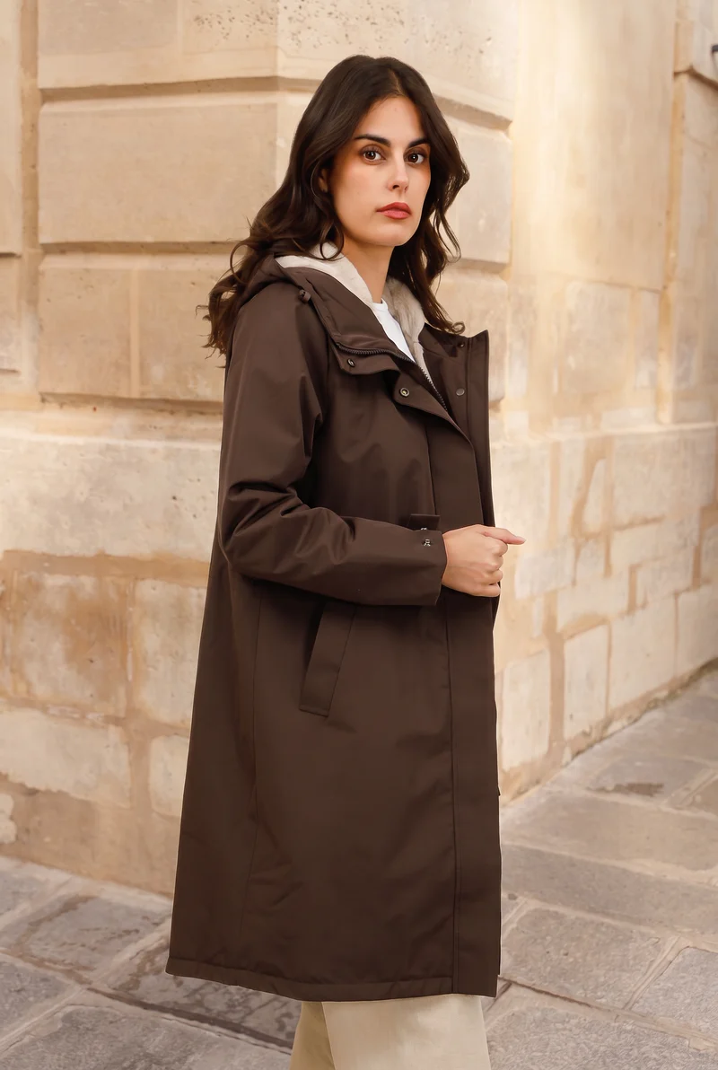Parka imperméable fourrée longue