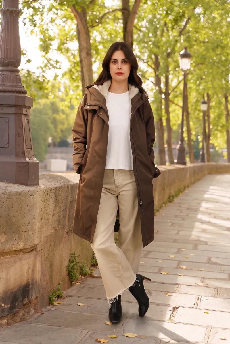 Parka imperméable fourrée longue