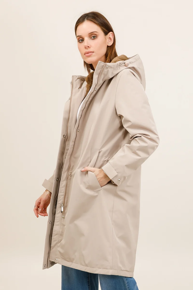 Parka imperméable fourrée longue