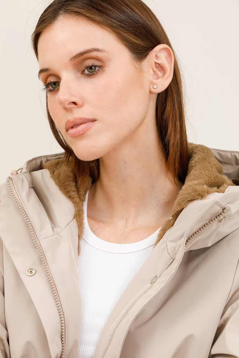 Parka imperméable fourrée longue