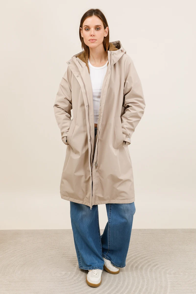 Parka imperméable fourrée longue