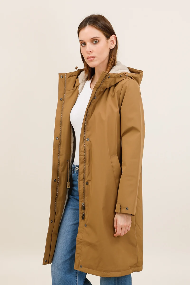 Parka imperméable fourrée longue