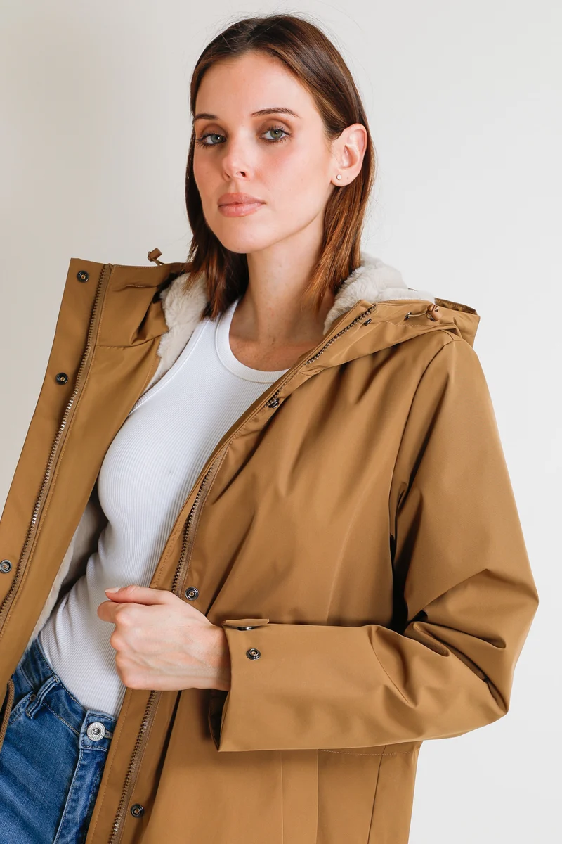 Parka imperméable fourrée longue